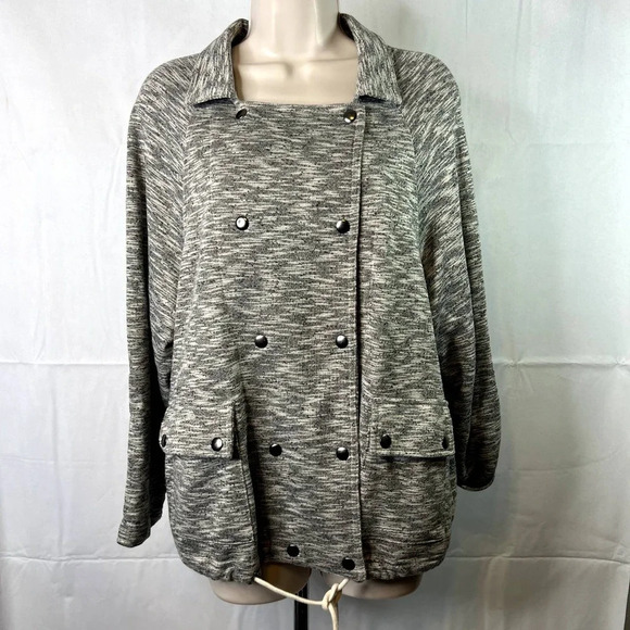 Anthro Guest Editor Gray Sweater Jacket Snap Closure Size Medium - Picture 14 of 14